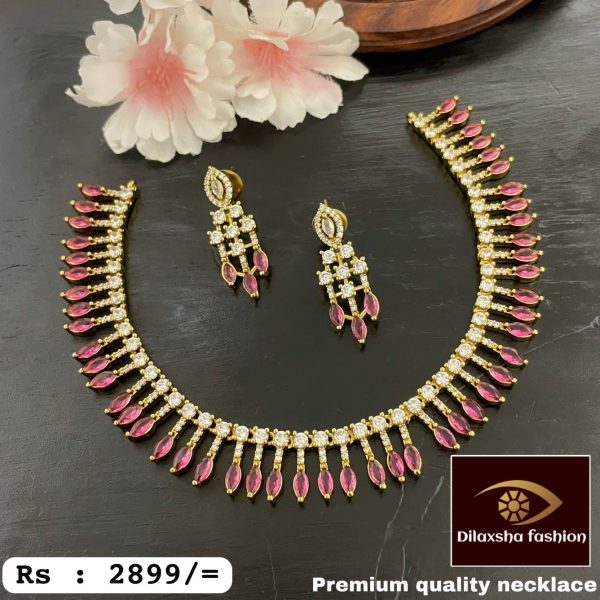 Elegant Gold Plated AD Necklace